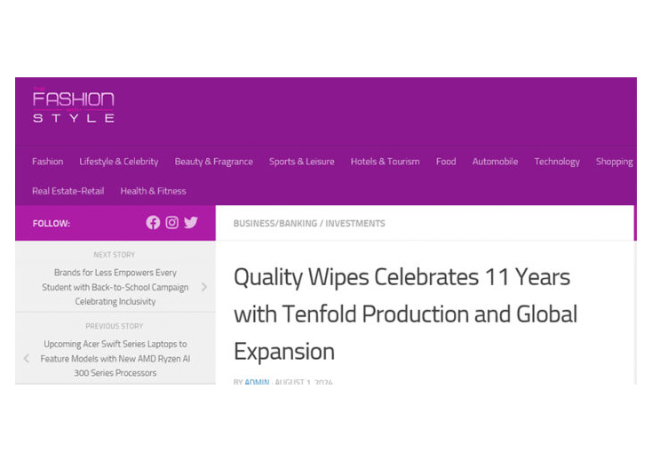 Quality Wipes Celebrates 11 Years with Tenfold Production and Global Expansion